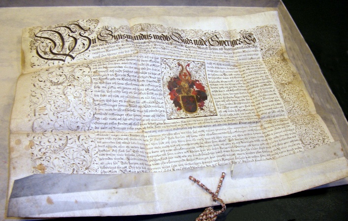 Sköldebrevet utfärdat av konung Sigismund, 1594.